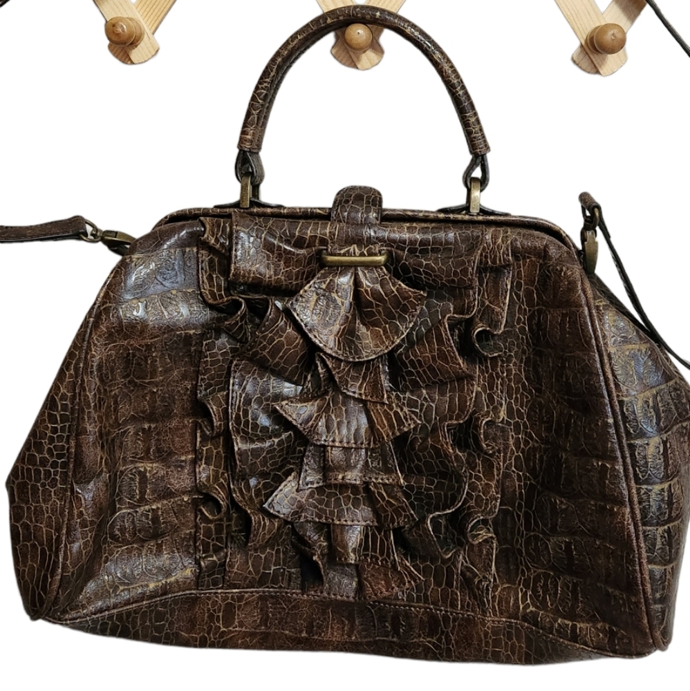 Jessica Simpson faux crocodile bag. Size 14x9.5"